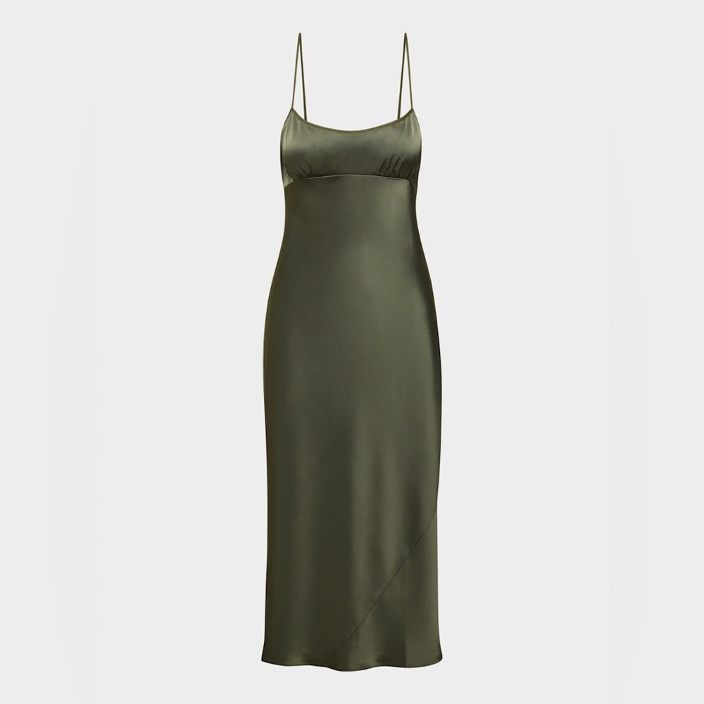 ARITZIA | Wilfred Toulouse Satin Dress Dark Olive Small - Picture 5 of 6